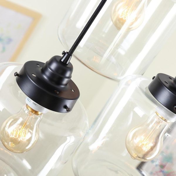 Industrial Glass Foyer Chandelier with 3 Lights - Image 4