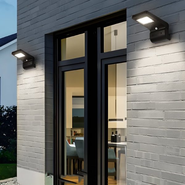Outdoor Black LED Solar Wall Lights - Image 3