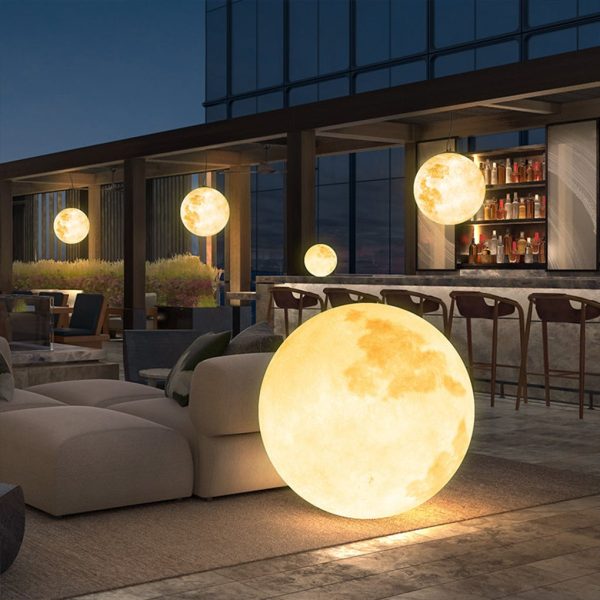 Outdoor Resin Moon Texture Chandelier Waterproof Landscape Decorative Lighting - Image 2