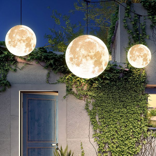 Outdoor Resin Moon Texture Chandelier Waterproof Landscape Decorative Lighting - Image 3