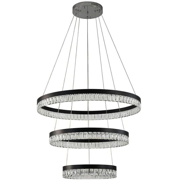 3 Tiered Circles LED Crystal Modern Chandeliers Pendant Light Hanging Lamp - Image 9