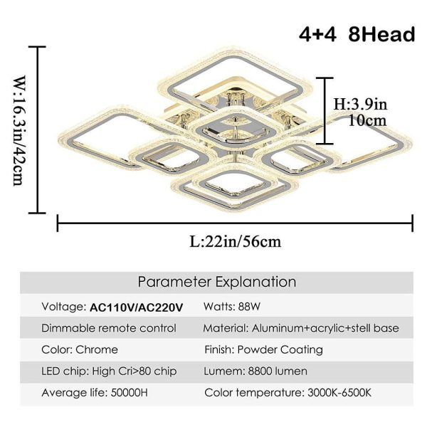5 Square LED Modern Ceiling Lights Fixture Flush Mount Lighting Ceiling Lamp - Image 11