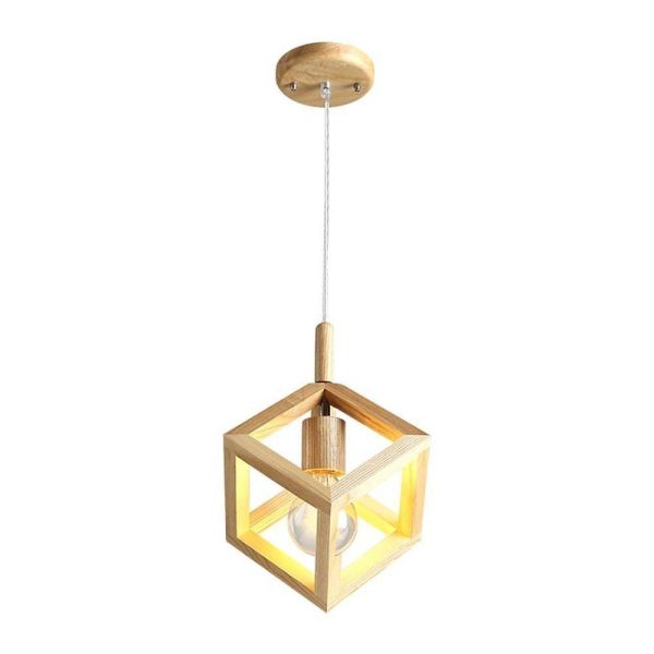Wood Square LED Modern Island Lights Pendant Lighting Hanging Ceiling Lamp - Image 6