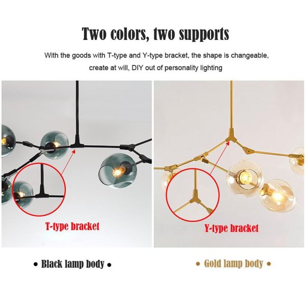 Globe Sputnik Industrial Glass Chandelier Modern Lighting with Customizable Color Shades - Image 13