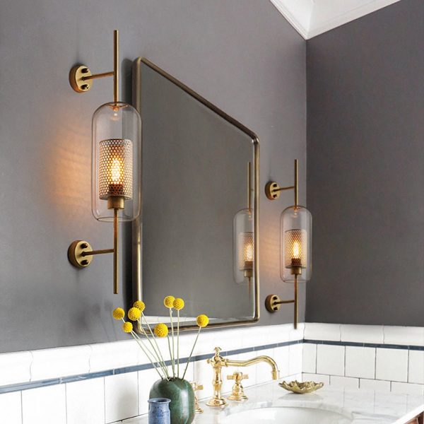 Personalized Creative Retro Industrial Style Corridor Bronze Glass Tank Wall Sconces - Image 5