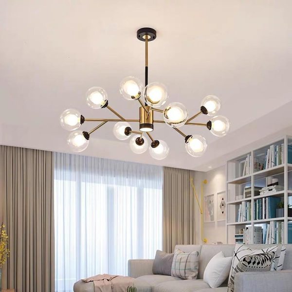 12 Bulbs Sputnik Chandelier Glass Globe Chandelier for Living Room - Image 2