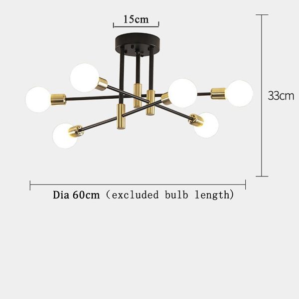 6-light LED Sputnik Design Nordic Flush Mount Lighting Chandelier - Image 8