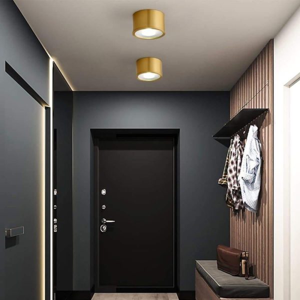 Cylindrical Copper Brass LED Modern Ceiling Light Flush Mount Lighting - Image 4
