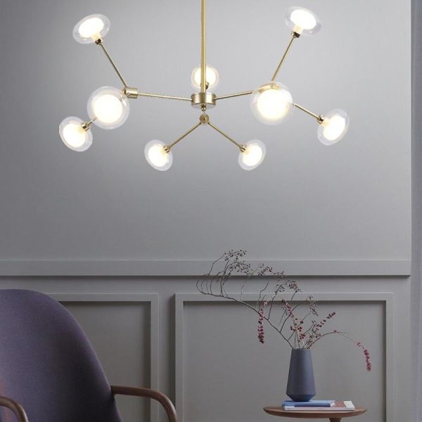 9-light Glass LED Nordic Sputnik Chandeliers Hanging Ceiling Lights - Image 4
