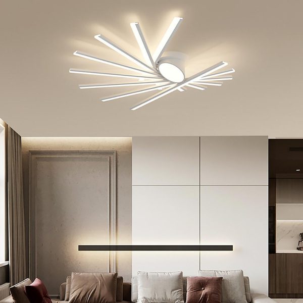 Creative Linear Oval Sticks LED White Modern Flush Mount Ceiling Light - Image 5