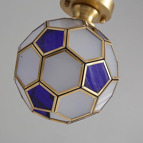 Football Electroplated Copper Glass LED Modern Ceiling Lights Flush Mount Lighting - Image 6