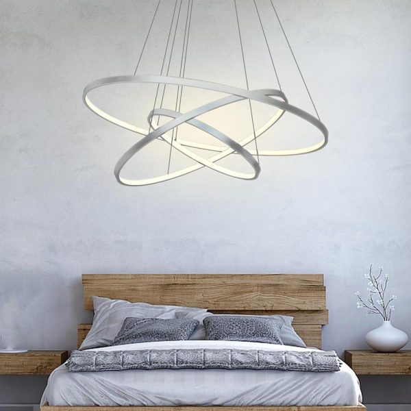 3 Ring Intterweaved Circle Design Pendant Lighting Aluminum Acrylic LED Ceiling Light - Image 7