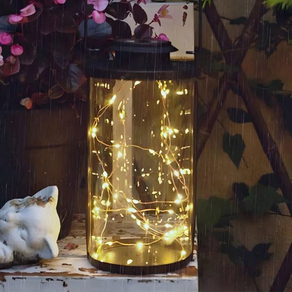 Portable Solar Lanterns - Glass Cylinder Firefly Jar LED Lights - Image 3