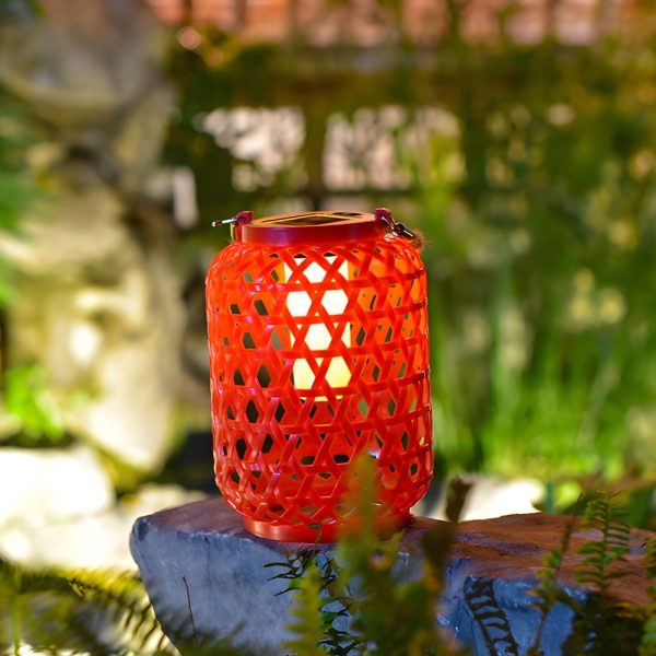Portable Solar Lanterns Plastic Rattan Solar Hanging Lanterns Outdoor Light LED Solar Garden Lanterns - Image 2