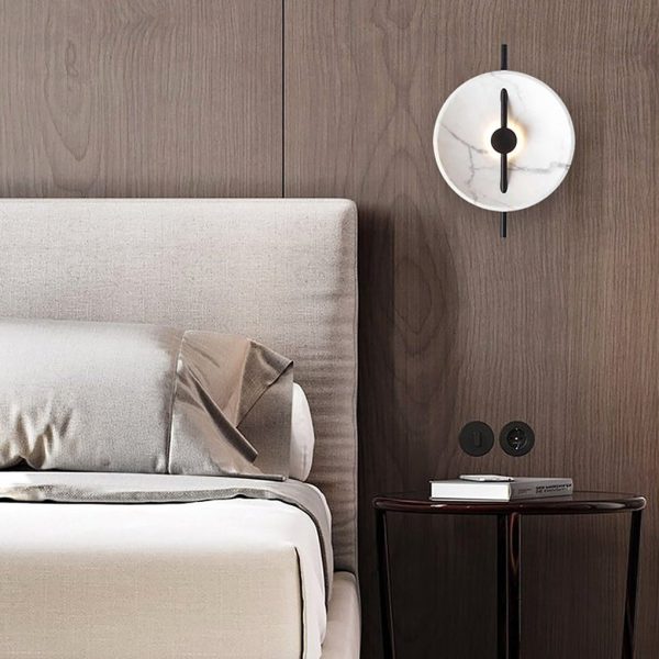 Postmodern Marble Wall Sconce Creative LED Bedside and Living Room Wall Lighting - Image 4