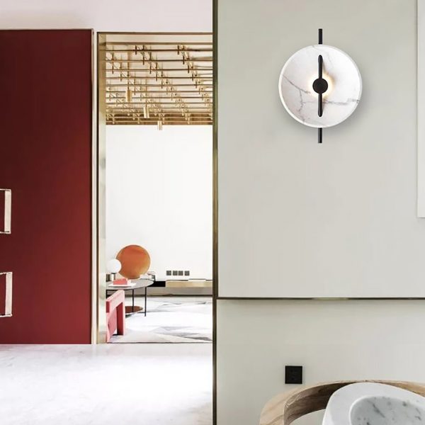 Postmodern Marble Wall Sconce Creative LED Bedside and Living Room Wall Lighting - Image 2