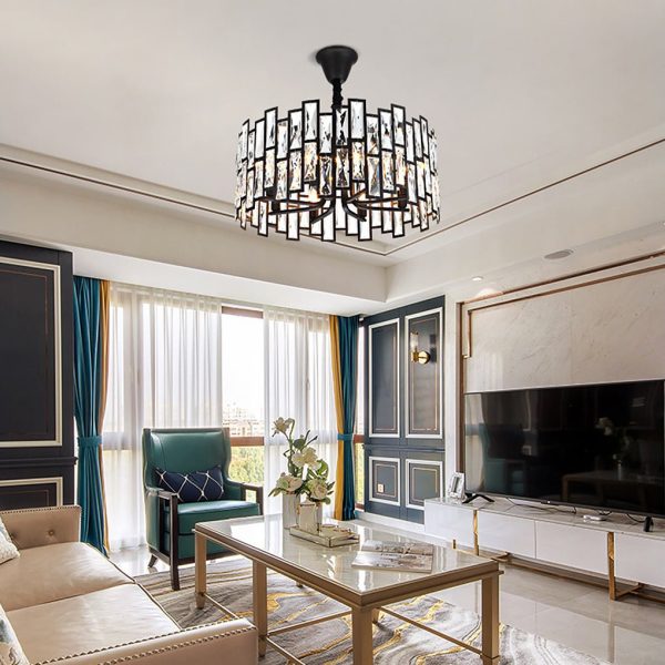 Postmodern Minimalist Living Room Crystal Chandelier with Three-color Led