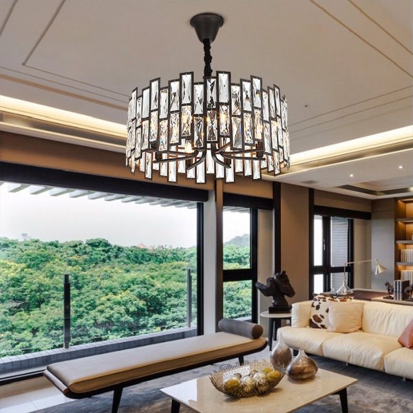 Postmodern Minimalist Living Room Crystal Chandelier with Three-color Led - Image 9