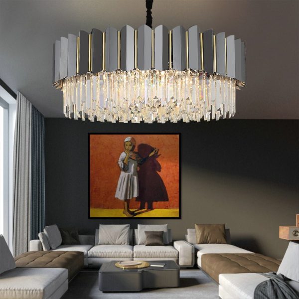 Postmodern Personality Three-color LED Home Living Room Crystal Chandelier - Image 3