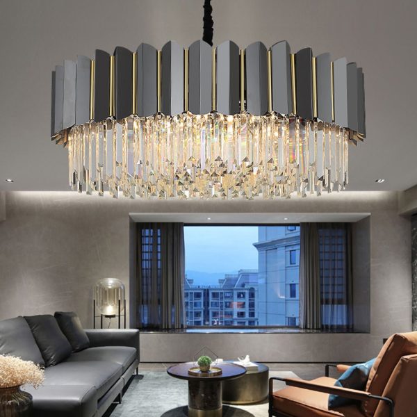 Postmodern Personality Three-color LED Home Living Room Crystal Chandelier - Image 4