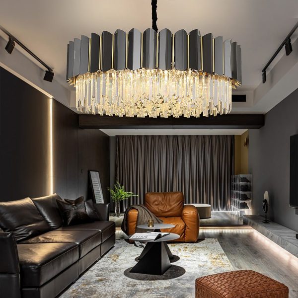 Postmodern Personality Three-color LED Home Living Room Crystal Chandelier - Image 2