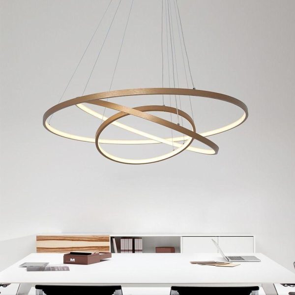 3 Ring Intterweaved Circle Design Pendant Lighting Aluminum Acrylic LED Ceiling Light - Image 3