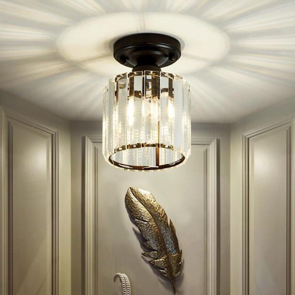 Modern Crystal Metal Industrial LED Flush Mount Ceiling Light for Hallway Entryway - Image 5