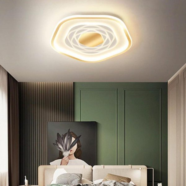 Hexagonal Acrylic Abstract LED Flush Mount Ceiling Light for Bedroom - Image 2