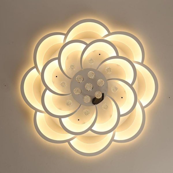 Modern Floral Acrylic LED Flush Mount Ceiling Light with Elegant Crystal Teardrops - Image 7