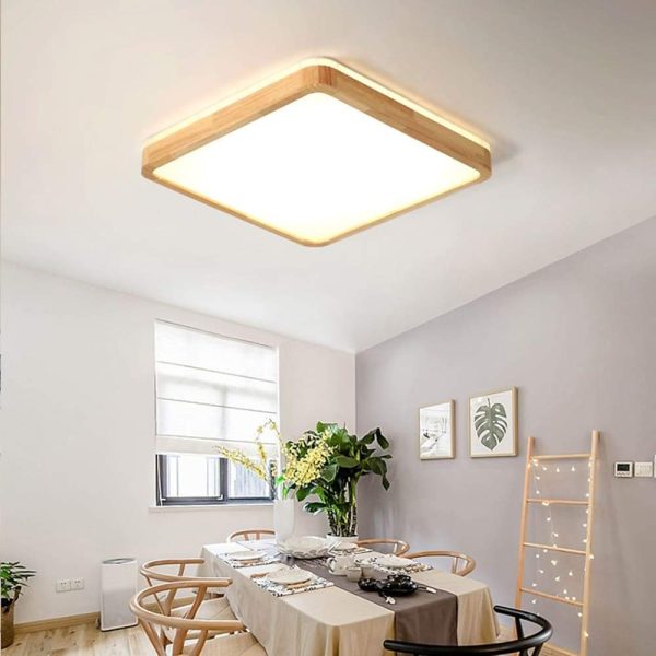 Circular Kitchen Flush Mount Lighting Bamboo Acrylic LED Living Room Ceiling Lights - Image 2