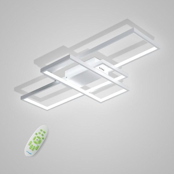 Multi Rectangle Large Flush Mount Ceiling Light with 3 Integrated Tiered Lights - Image 24
