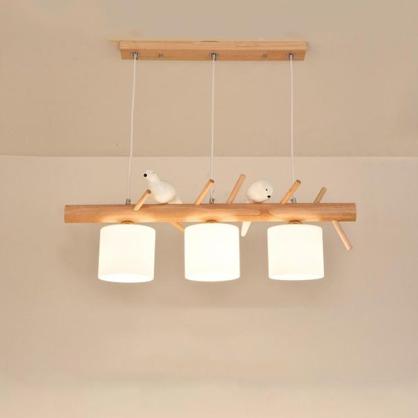 Rustic Island Kitchen Pendant Lighting Wood Bamboo Glass Pendant Lighting - Image 7