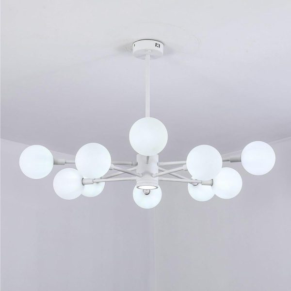 10-light Glass LED White Contemporary Chandeliers Hanging Lamp Pendant Light - Image 5