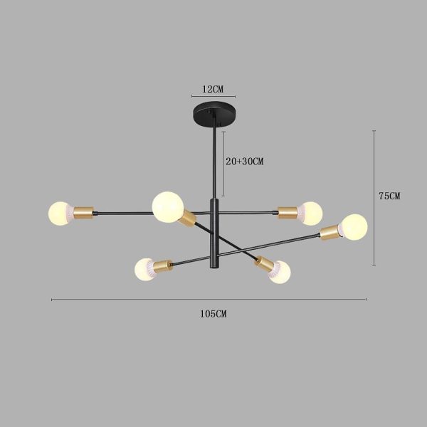Luxurious 6-Light Sputnik Chandelier with E27 Bulb Base - 41'' Dia x 31'' H - Image 7
