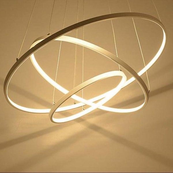 3 Ring Intterweaved Circle Design Pendant Lighting Aluminum Acrylic LED Ceiling Light - Image 18