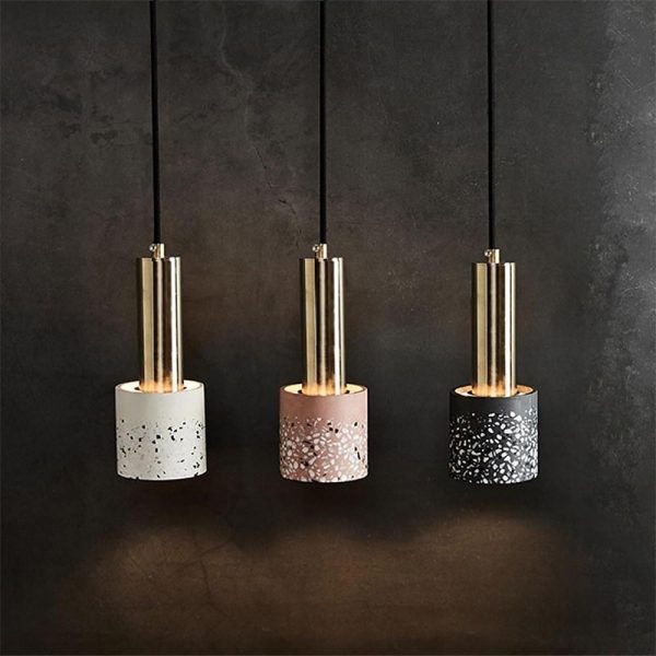 Cylinder Concrete LED Electroplated Nordic Pendant Light Island Lights - Image 6
