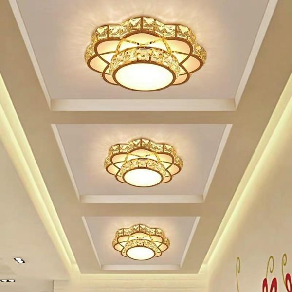 Flower Effect Metal Crystal LED Flush Mount Ceiling Light for Hallway Entryway Lighting - Image 7