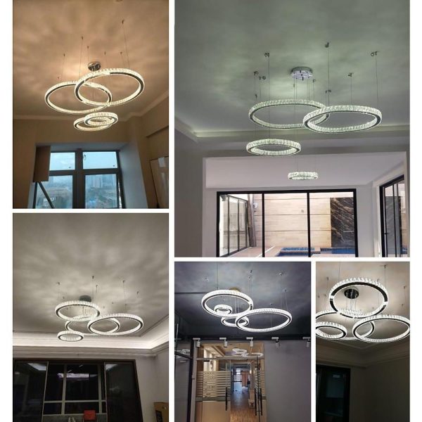 4-Ring Gold Large Chandeliers for Foyer Modern Crystal Chandelier - Image 5