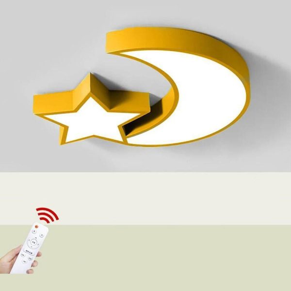 Star Moon Flush Mount Ceiling Light LED Metal Dimmable Baby Kids Lights - Image 2
