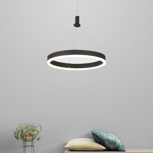 Corona 12''/16''/24'' Wide Circle LED Ringed Glow Modern Chandeliers Hanging Ring Pendant Light - Image 3