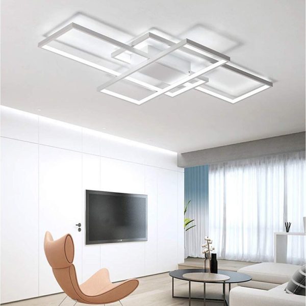 Multi Rectangle Large Flush Mount Ceiling Light with 3 Integrated Tiered Lights - Image 20
