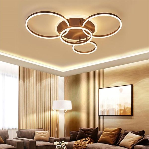 4 Circle Dimmable with Remote LED Modern Flush Mount Ceiling Light Fixtures - Image 3