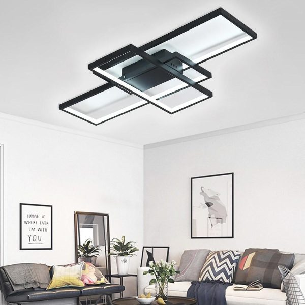 Multi Rectangle Large Flush Mount Ceiling Light with 3 Integrated Tiered Lights - Image 2