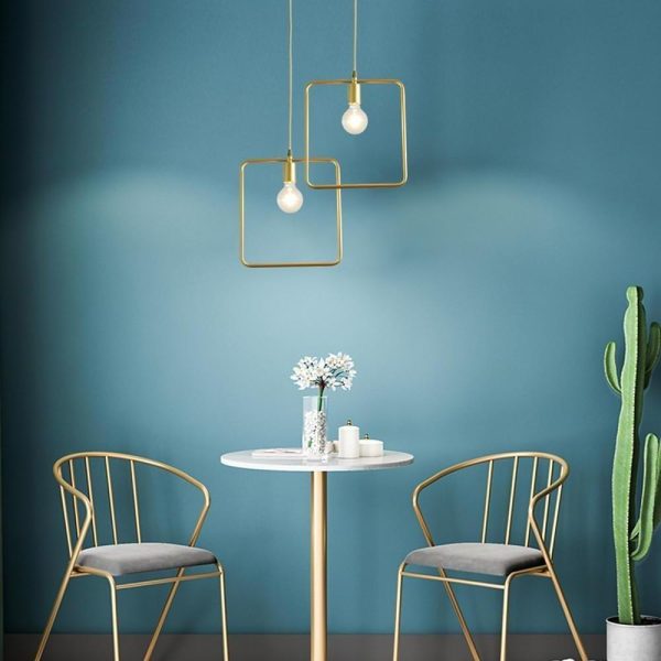 Metal Black and Gold Pendant Light Rounded Square Pendant Lighting - Image 4