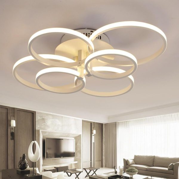 6 Differently Sized Metal Silica Gel Flush Mount Lights with 6 Large Integrated Lights - Image 5