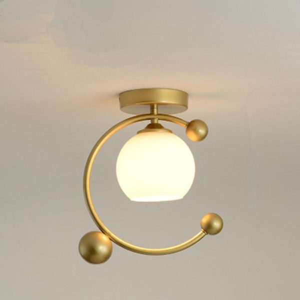 Artistic Metal Glass Flush Mount Light over Kitchen Sink Globe Circle LED Ceiling Lights - Image 3