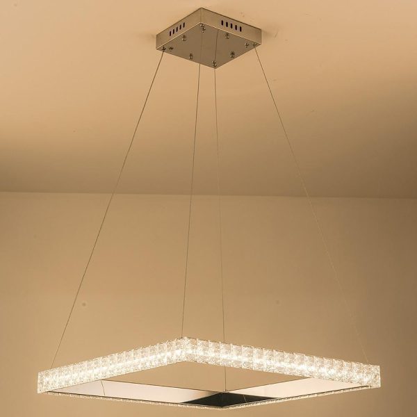 Square Electroplated Crystal Metal LED Modern Chandeliers Pendant Light - Image 3