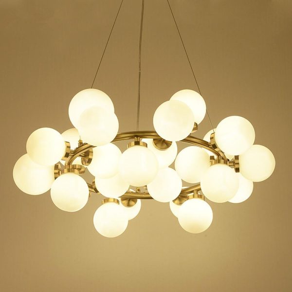 Clustered Glass Globe Design Electroplated Metal LED Modern Chandeliers - Image 2