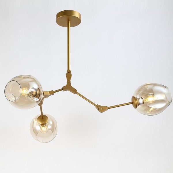 3 Bulbs Geometrical LED Modern Glass Sputnik Chandelier Pendant Light - Image 3