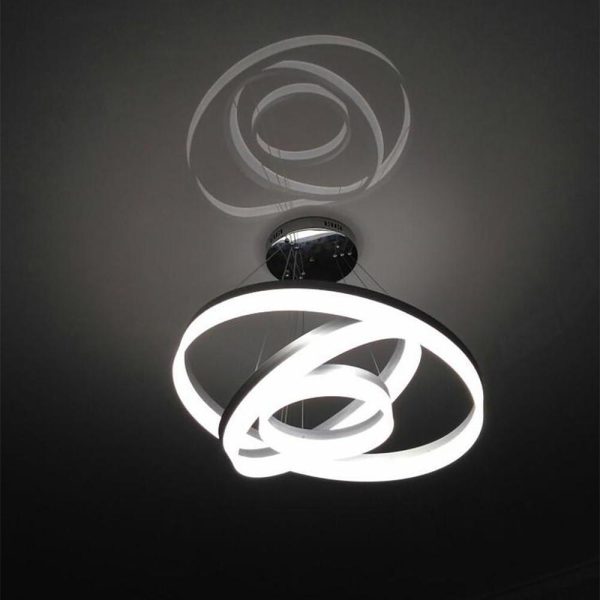 Adjustable Gradated 3 Rings Dimmable LED Modern Chandeliers Pendant Lighting - Image 11